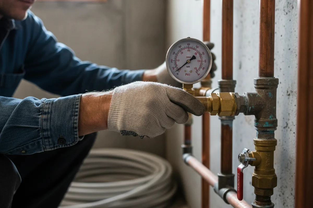 Pressure testing a repaired line during Water Line Repair in Stillwater